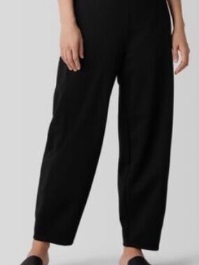 EILEEN FISHER Black flannel Lantern Black Wide-Leg Pant, XL